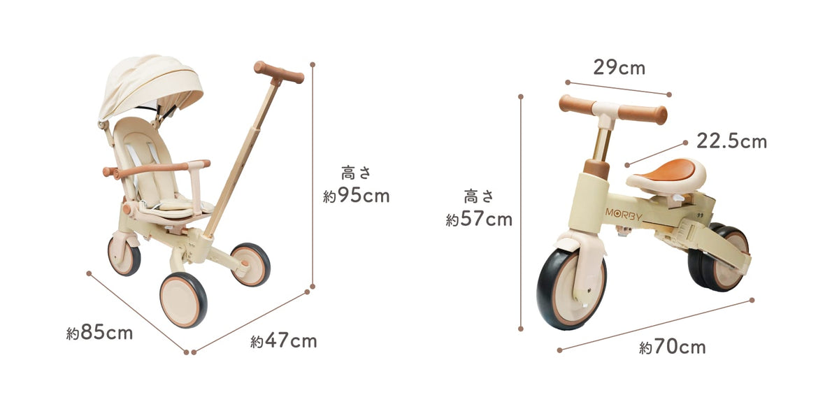 MORBYの各モードと製品寸法